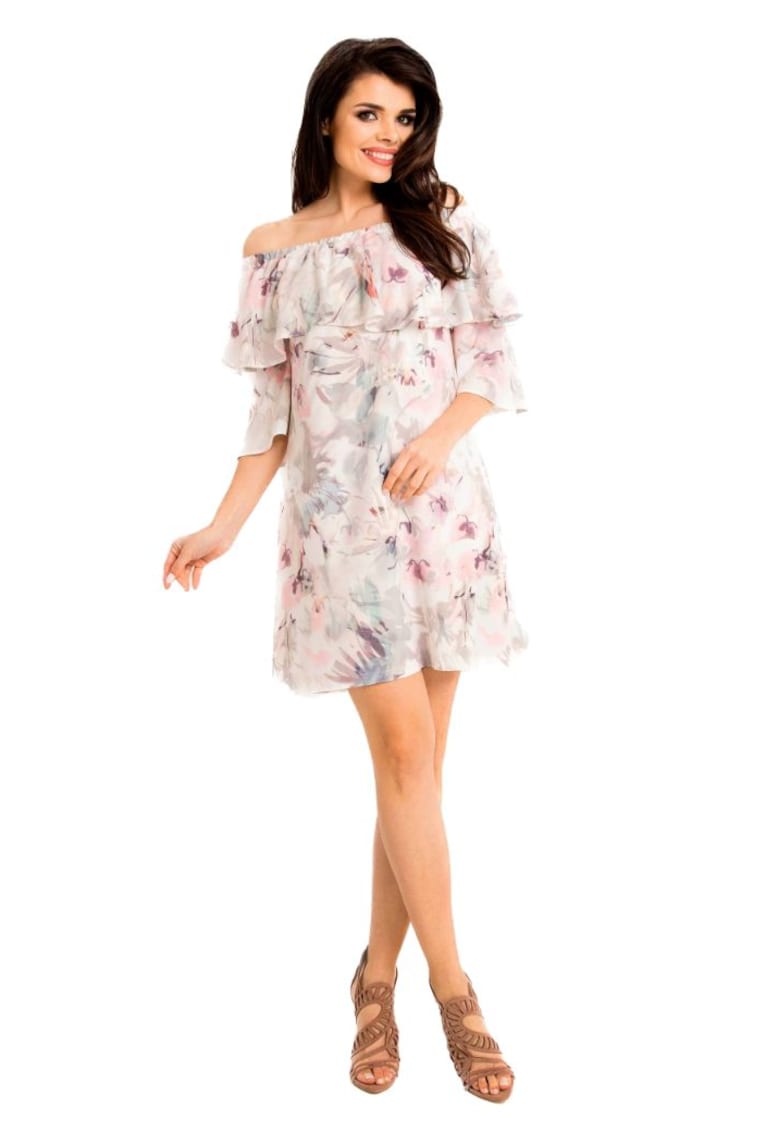 Rochie florală de damă Dechtervudd A167 albă - Alb