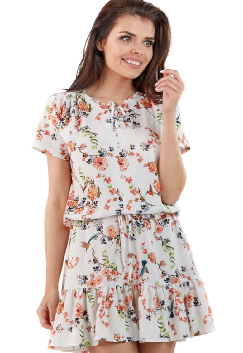 Rochie de dama florala Dindrarawd A230 ecru - Bej