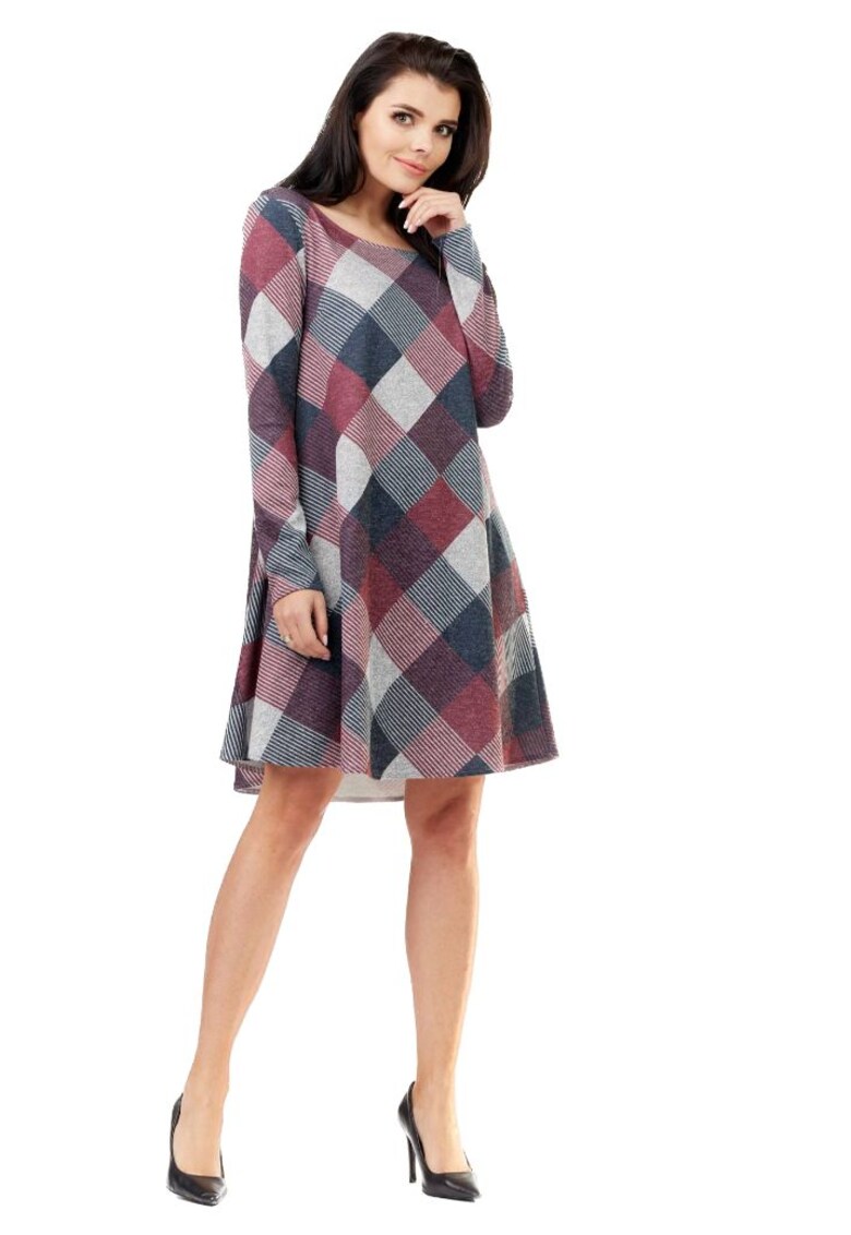 Infinite You Rochie mini dama Lisarad M158 burgundy-gri - Visiniu