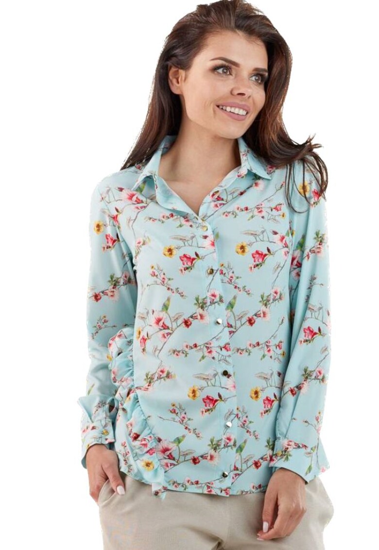 Camasa de dama cu maneca lunga Infinite You Gwenenes M171 albastru deschis - Albastru deschis