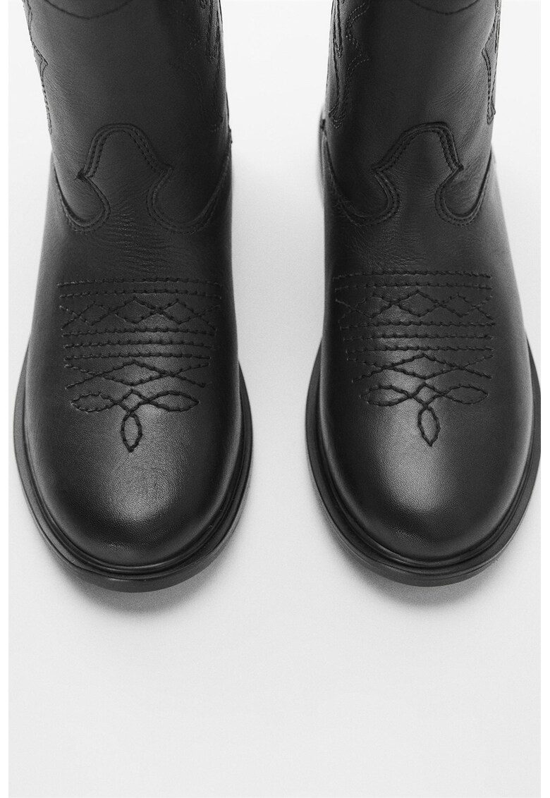 Cizme cowboy de piele cu motive brodate Daila