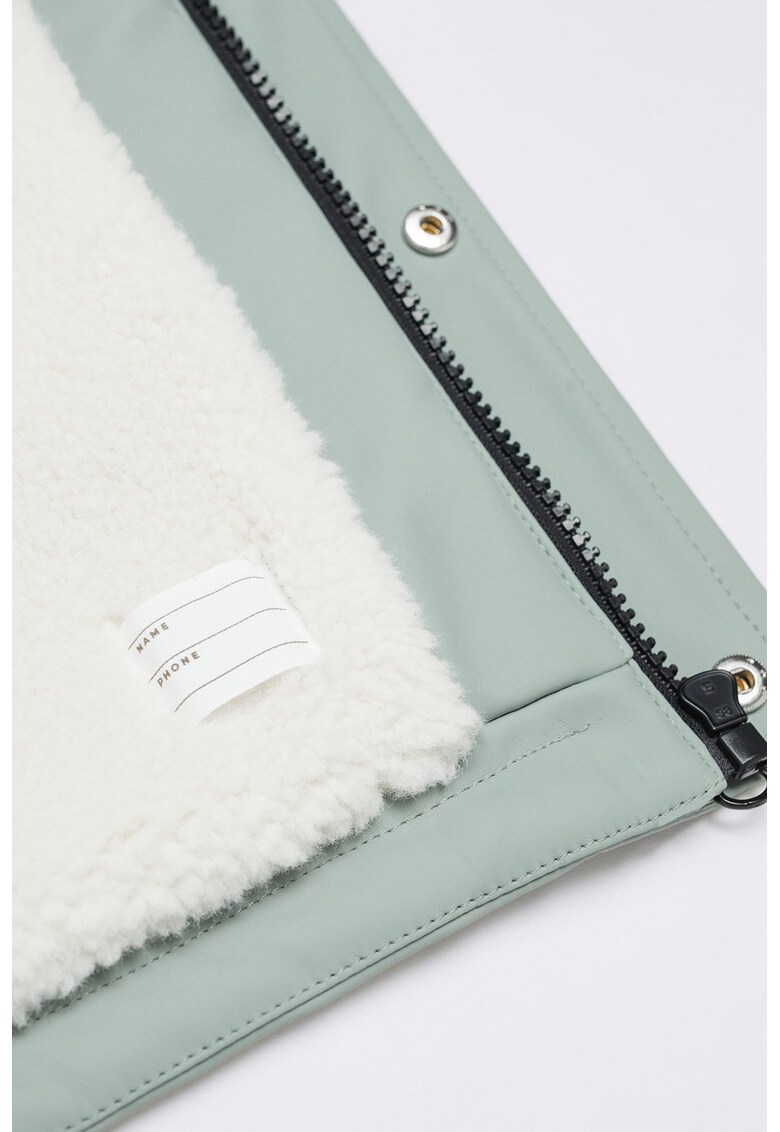 Jacheta cu textura cauciucata si captuseala de blana shearling sintetica Rain