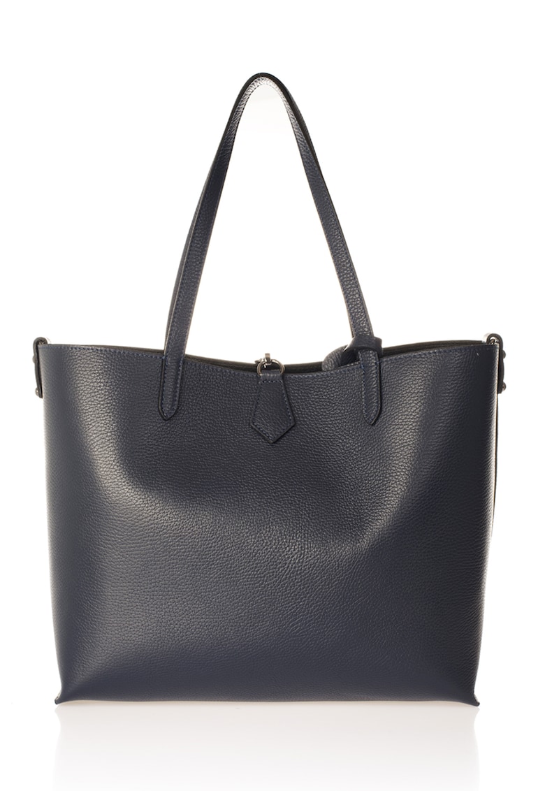 Geanta shopper de piele cu etui interior - Albastru inchis