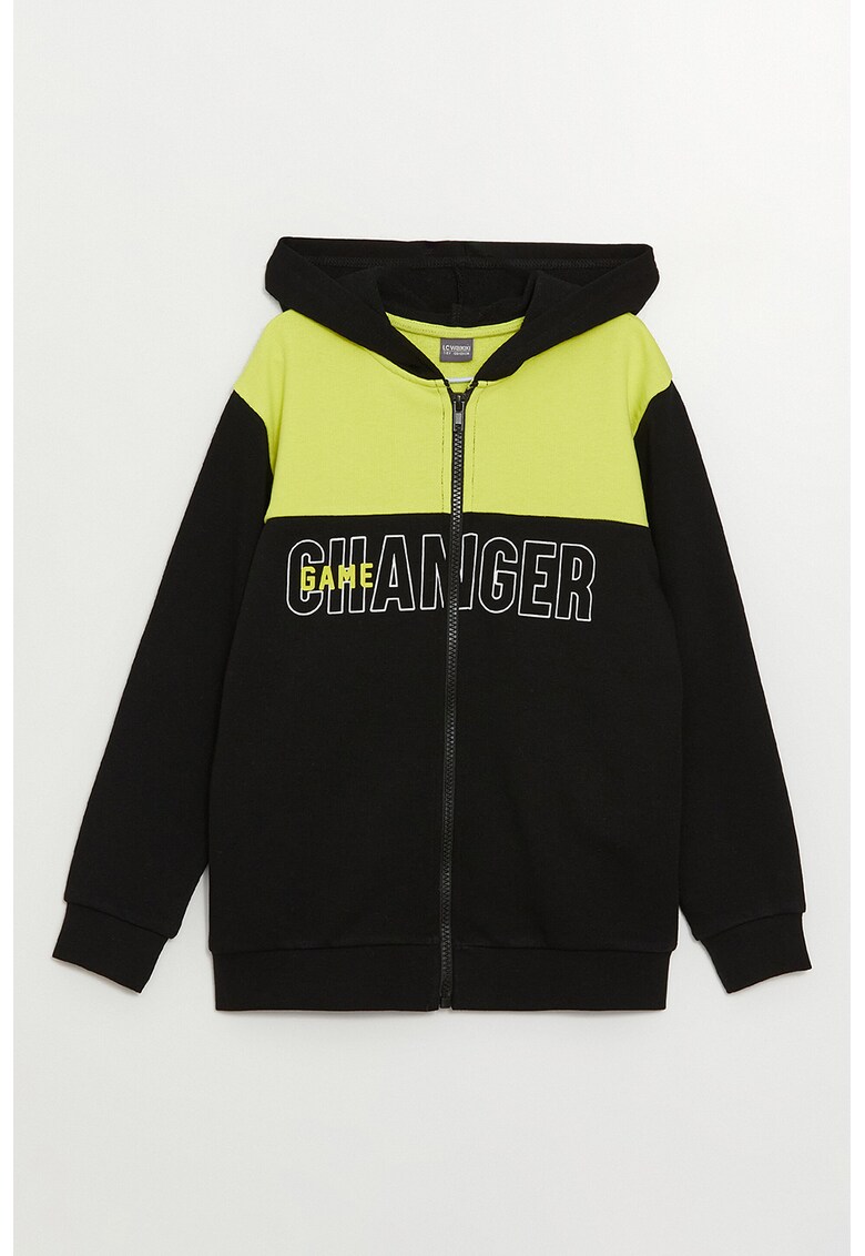 Hanorac cu fermoar si model colorblock