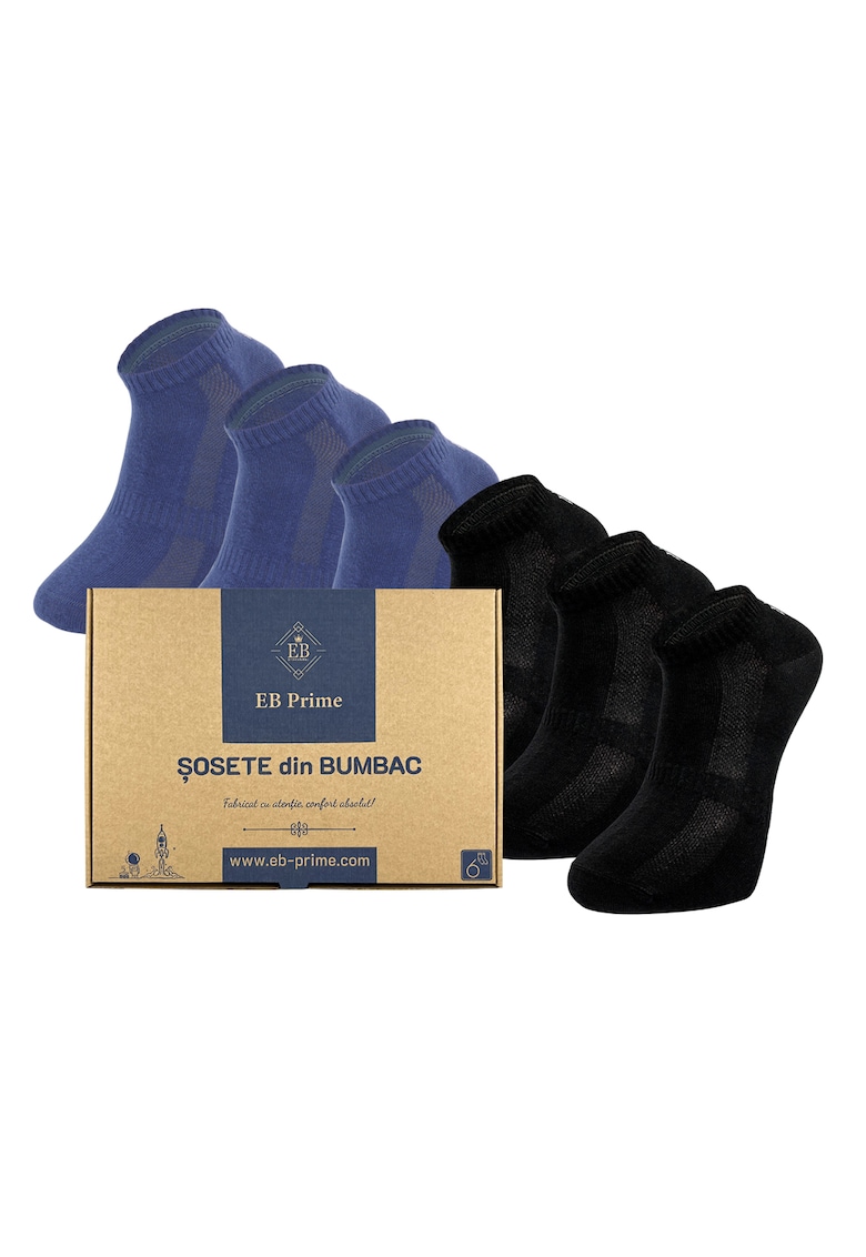 Set 6 perechi - Sosete Scurte din Bumbac Pieptanat -  fara cusatura - respirabile si confortabile