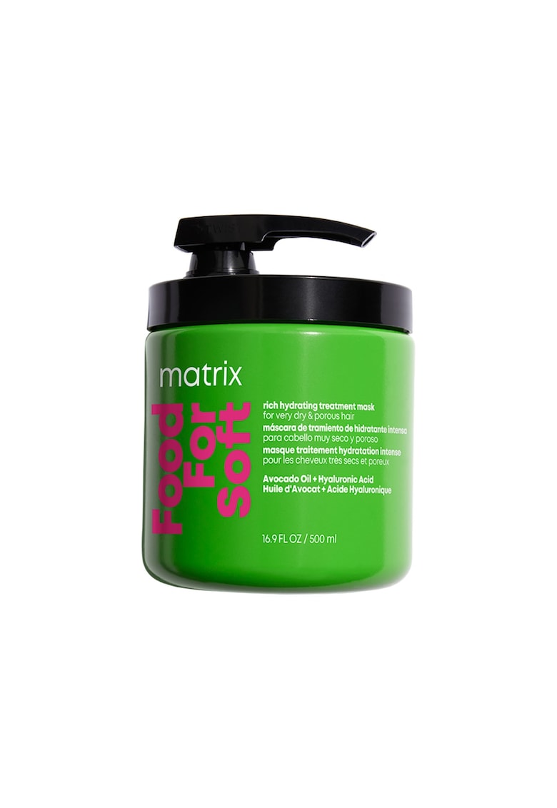 Masca profesionala Food for Soft cu ulei de avocado si acid hialuronic - pentru par foarte uscat - 500 ml