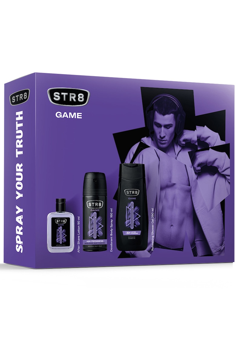 Set cadou  Game: Lotiune dupa barbierit - 50 ml + Deodorant spray pentru corp - 150 ml + Gel de dus - 250 ml