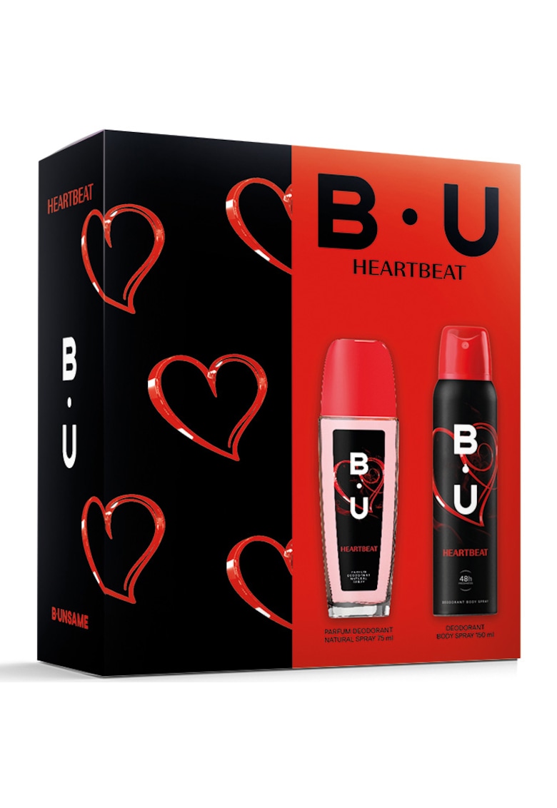Set cadou B.U Heartbeat: Parfum pentru corp - 75 ml + Deodorant spray pentru corp - 150 ml