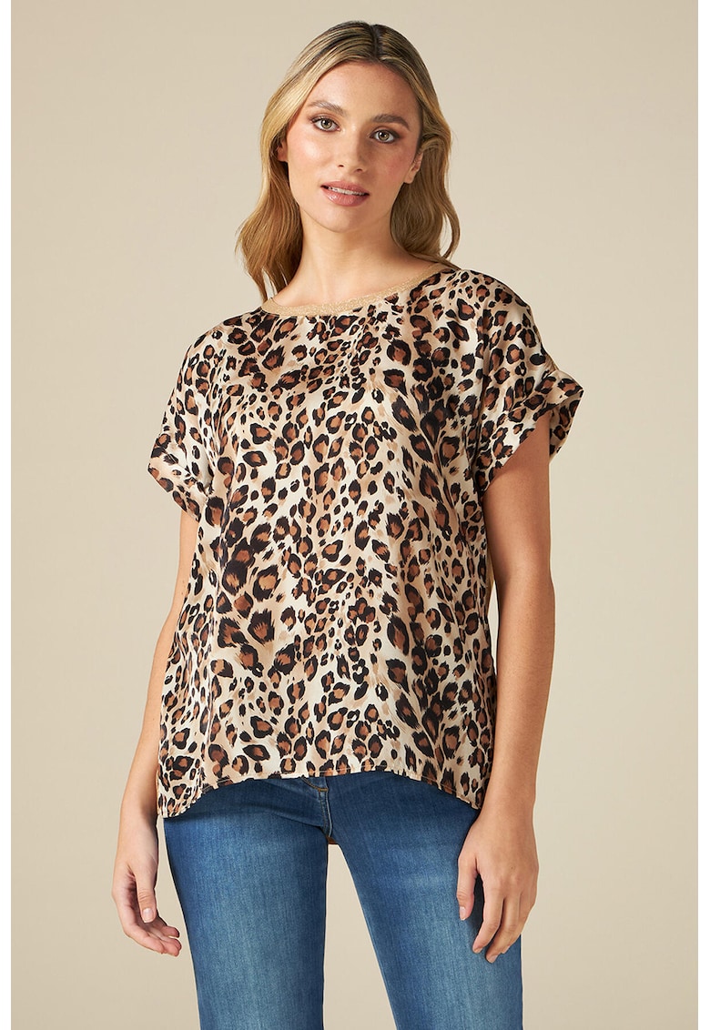 Bluza cu maneci scurte si animal print