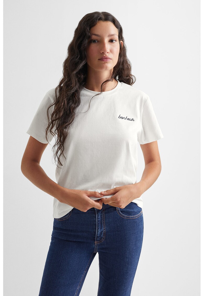 Tricou de bumbac cu broderii Bon