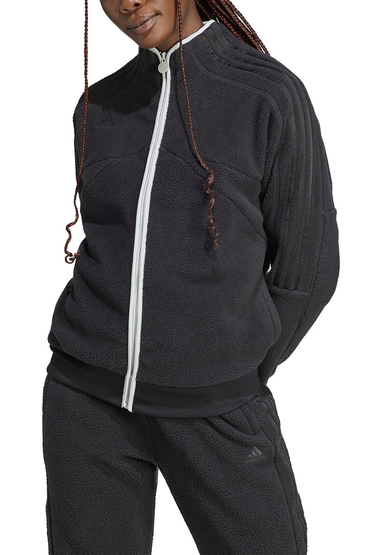 Bluza sport din material fleece cu fermoar