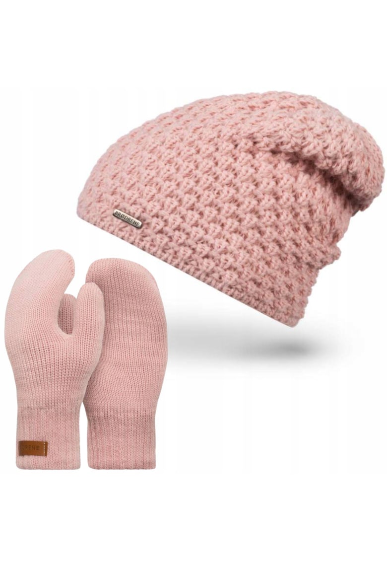 Broedrene Set Caciula si Manusi Dama Brodrene - Roz - 55-