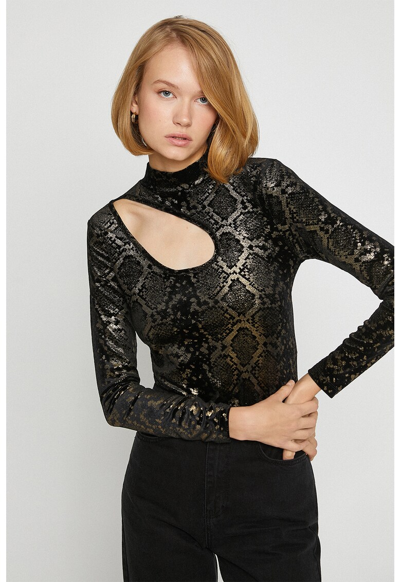 Bluza asimetrica cu model piele de reptila