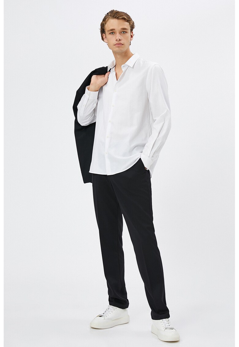 Pantaloni texturati cu buzunare laterale