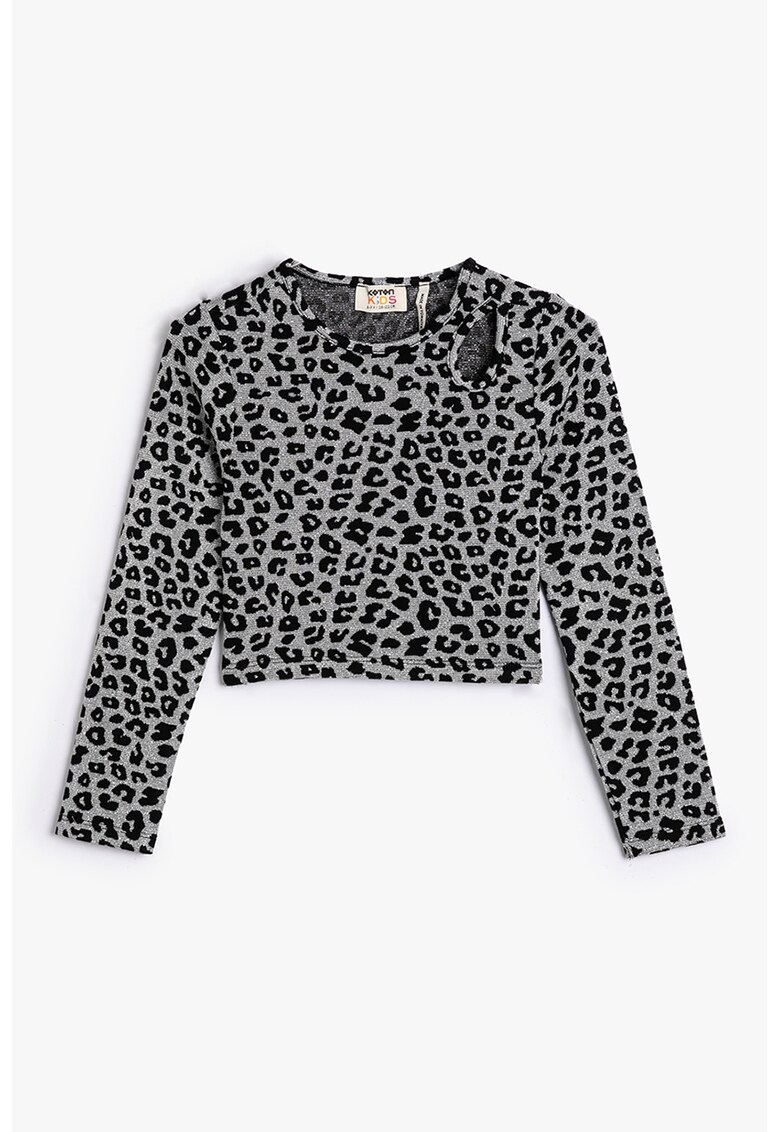 Bluza cu animal print si decupaj