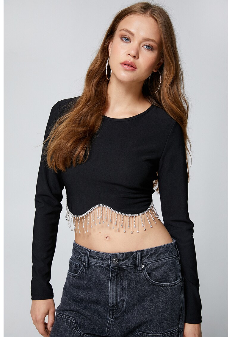 Bluza crop cu strasuri