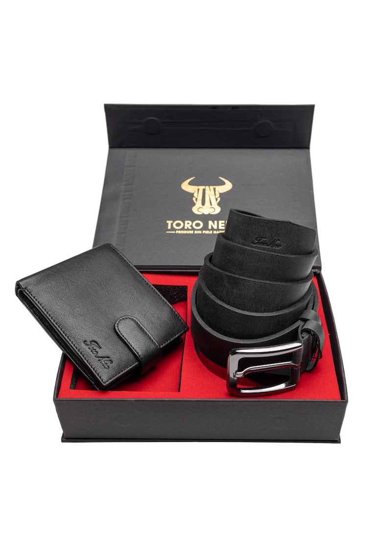 Set portofel si curea - barbati - din piele naturala - Viki-Rubber - xxl