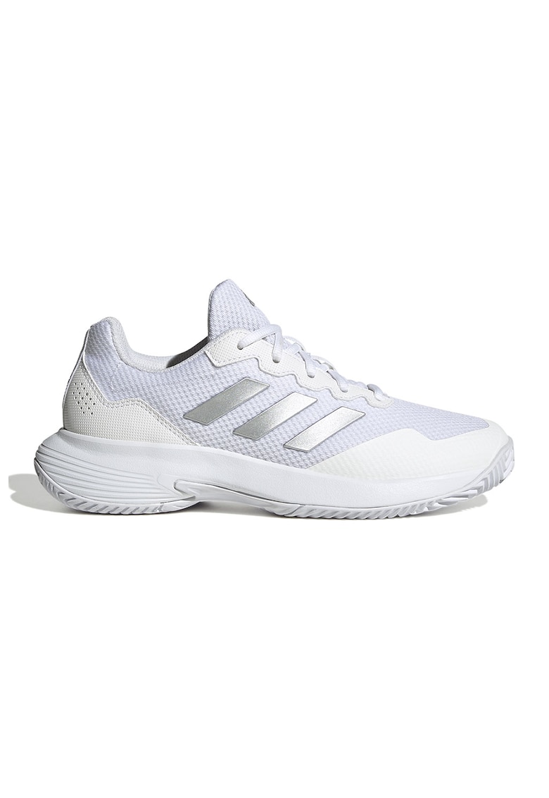 Pantofi de plasa cu insertii de material sintetic pentru tenis Gamecourt 2 - Alb optic/Argintiu