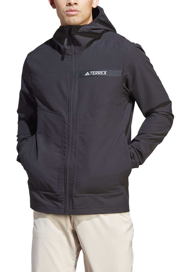 Jacheta softshell slim fit cu gluga Multi