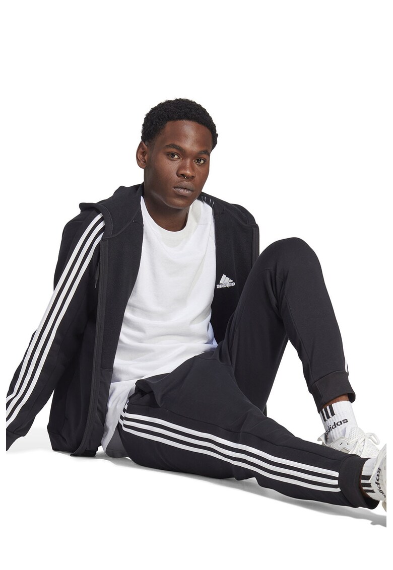 Hanorac cu fermoar si buzunare laterale - Negru/Alb optic