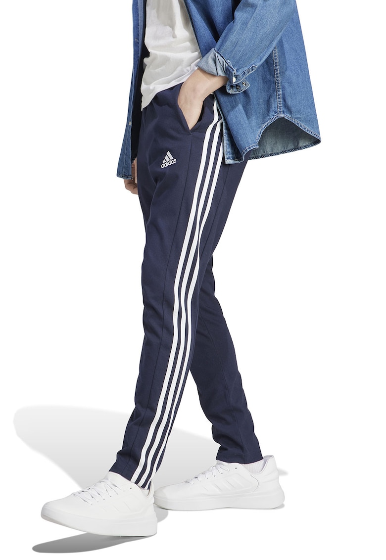 Pantaloni sport cu snur de ajustare si benzi laterale contrastante