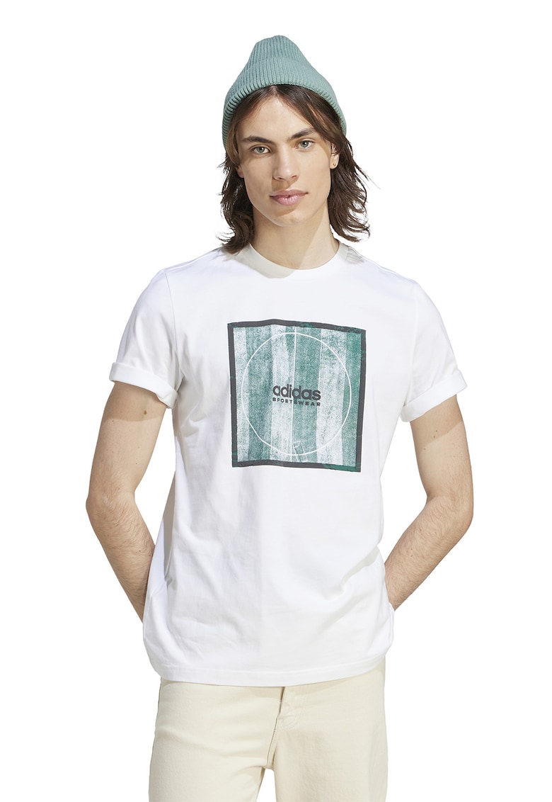 Tricou din bumbac cu imprimeu Tiro Box - Alb