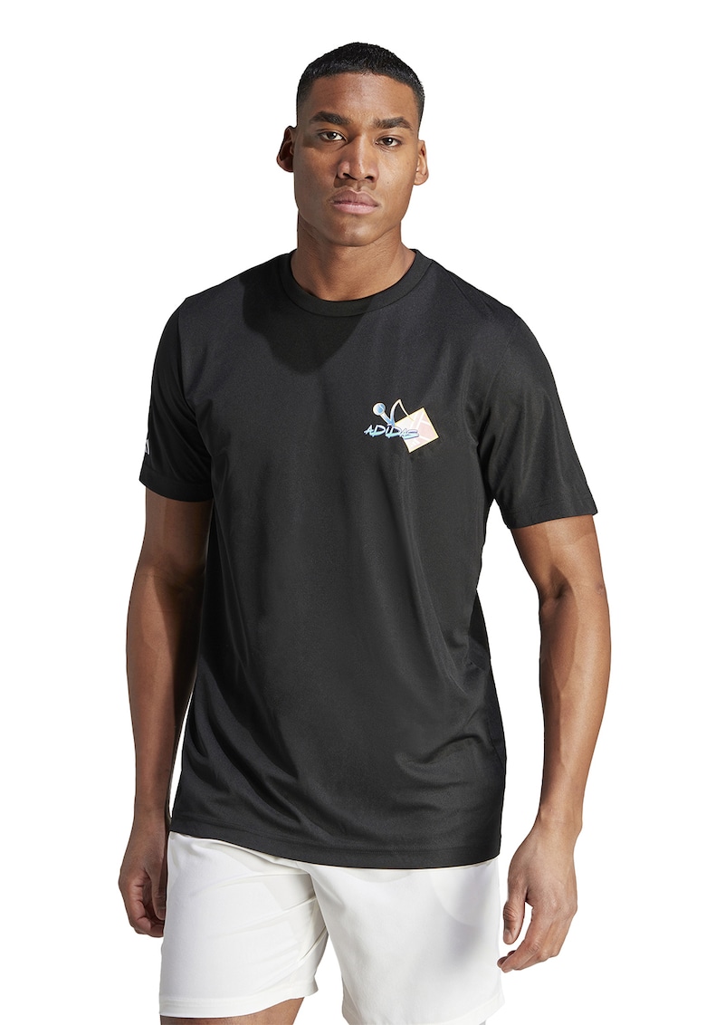 Tricou cu imprimeu pentru tenis Court Sport - Negru