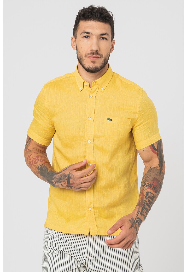 Camasa regular fit de in cu maneci scurte