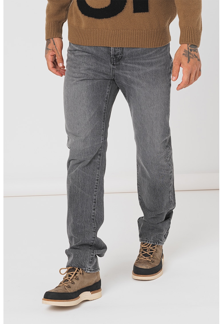Blugi regular fit cu aspect decolorat