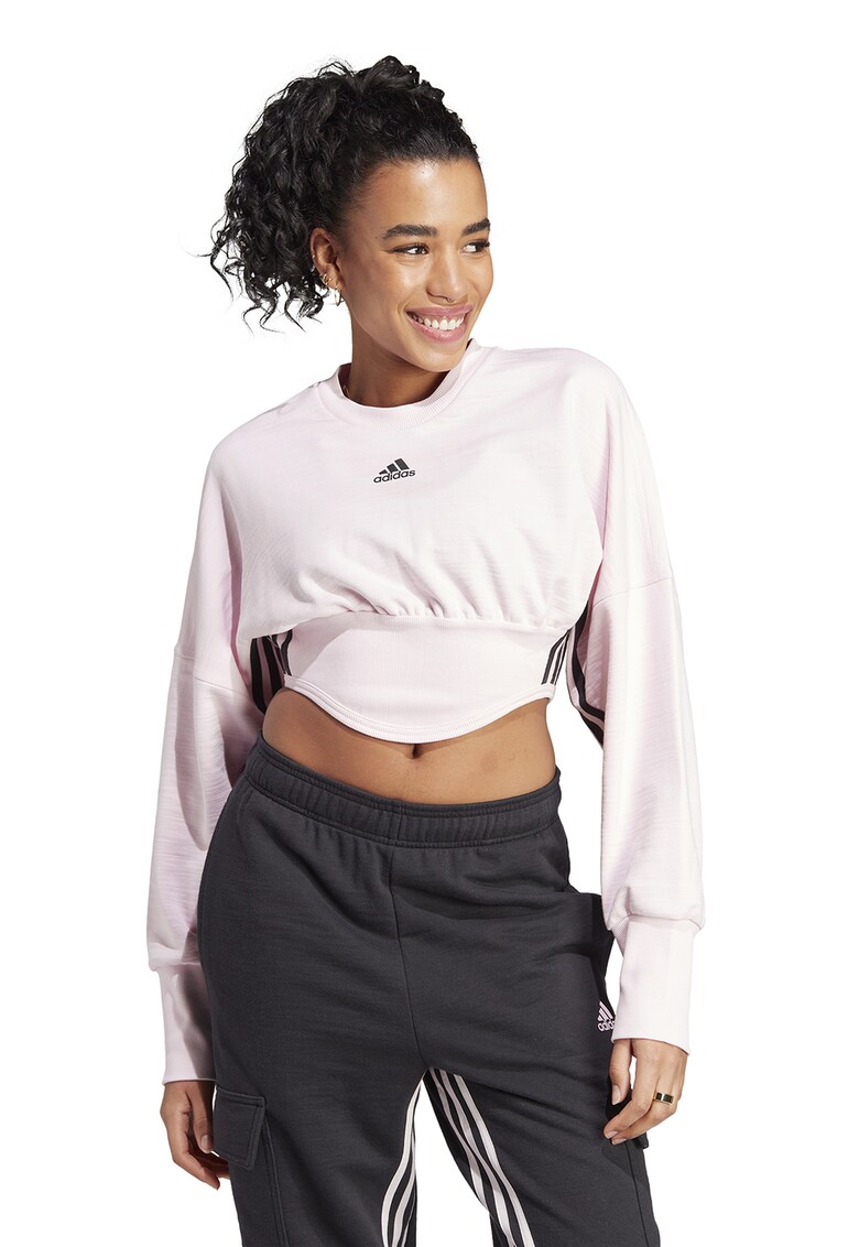 Bluza crop cu logo - Roz pal