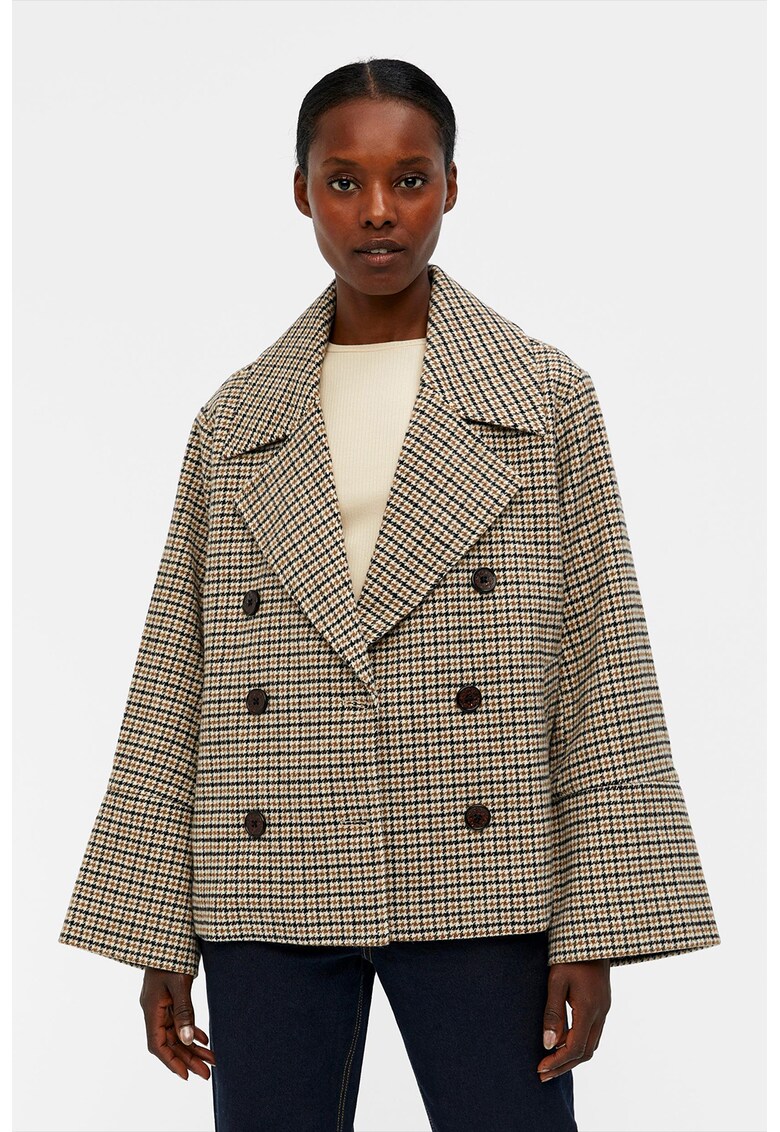 Jacheta din amestec de lana cu revere decupate