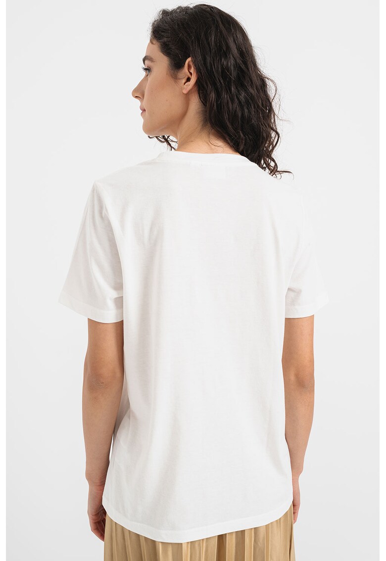 Tricou din amestec de bumbac cu imprimeu grafic si text Pure