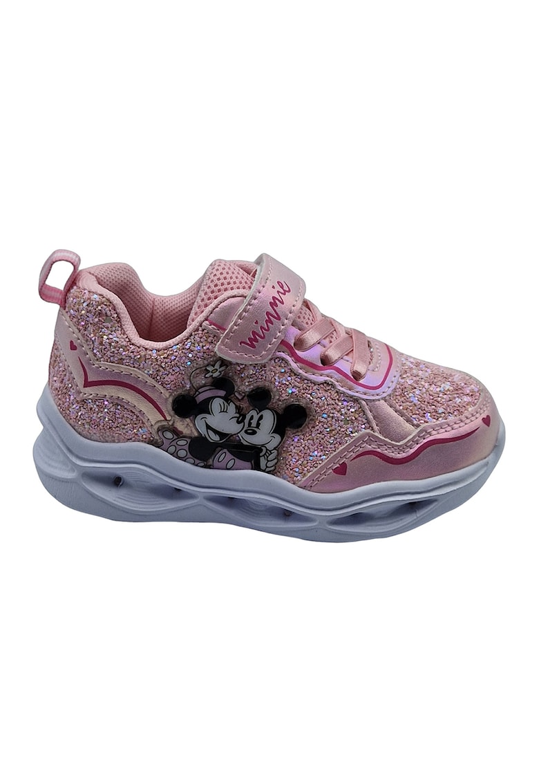 Pantofi sport cu aspect stralucitor si tematica Minnie Mouse