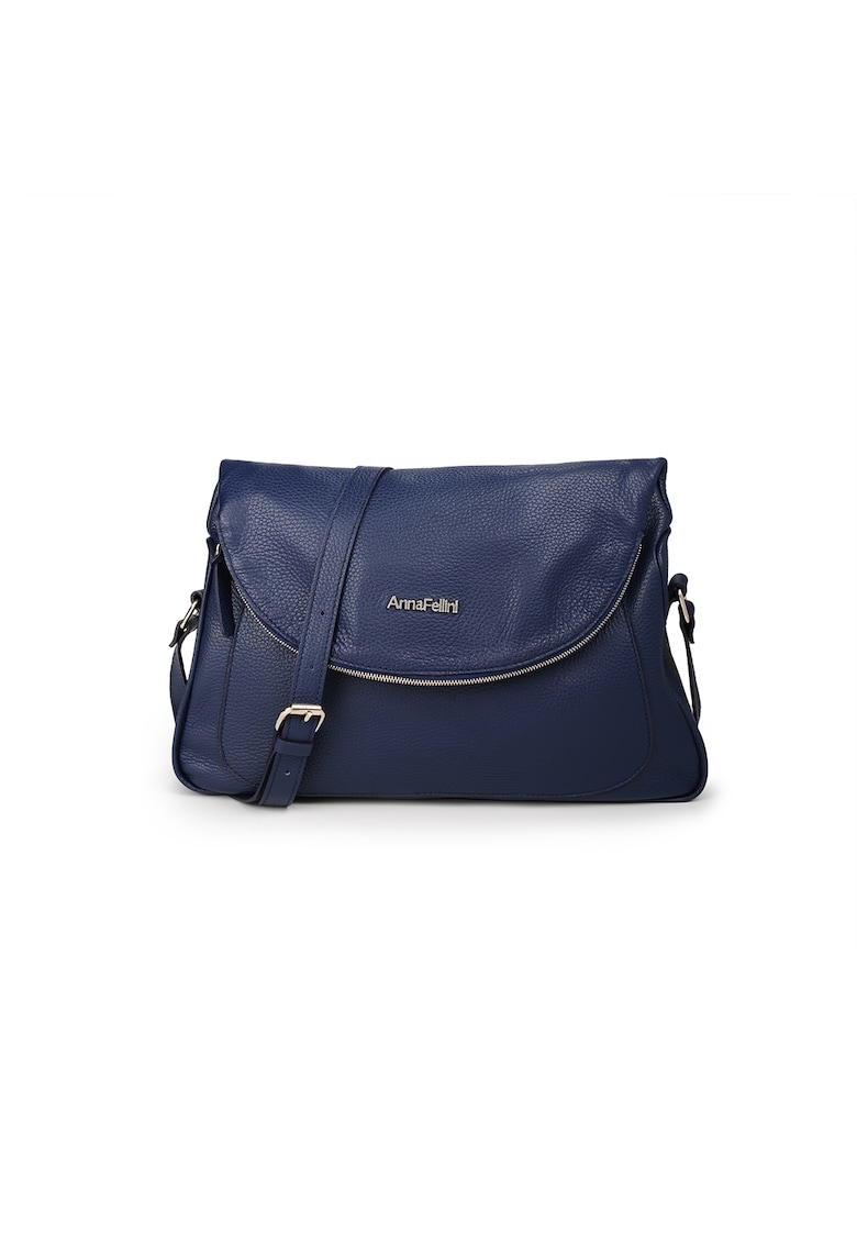 Geanta dama piele - Dasty - albastru - 28 x 8 x 19 cm