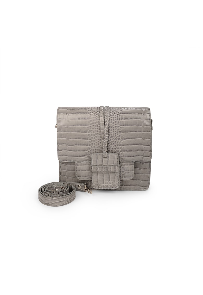 Geanta dama piele -  Diva - croco gri - 26 x 8 x 26 cm