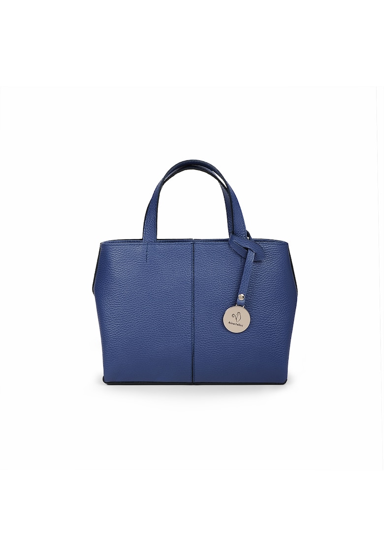 Geanta dama piele -  Cosulet Ana mic - albastru - 31 x 14 x 20 cm