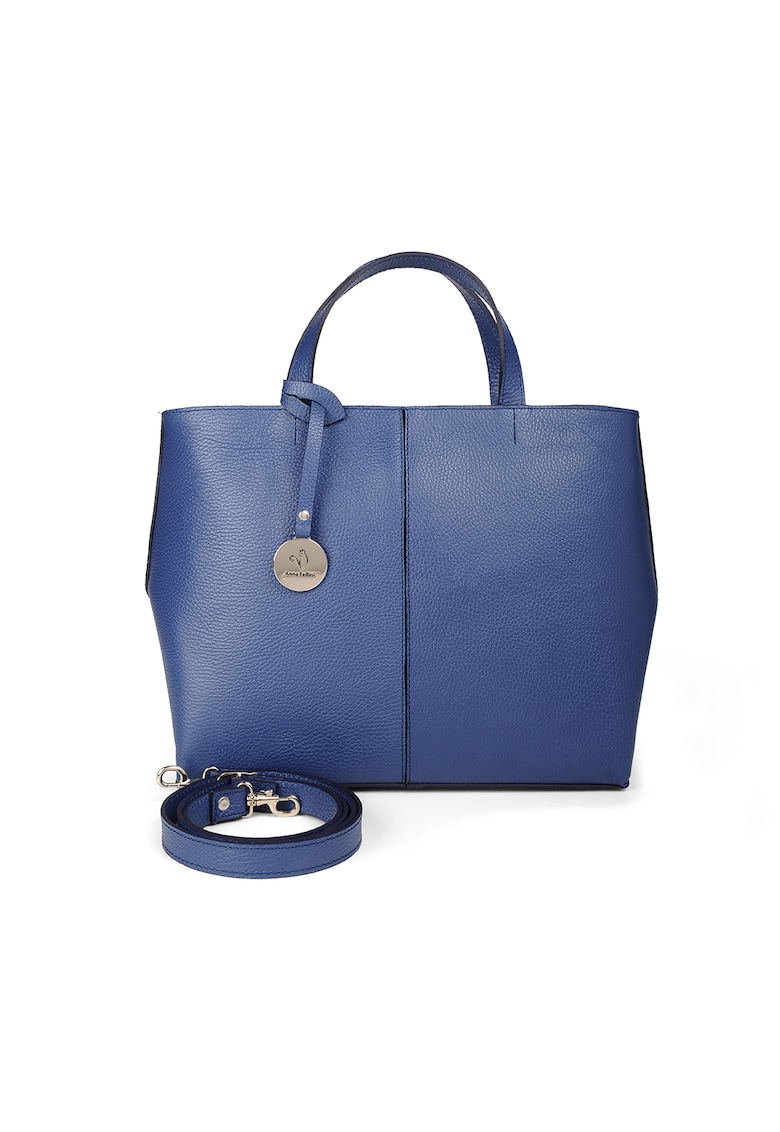 Geanta dama piele -  Cosulet Ana mijlociu - albastru - 35 x 13 x 28 cm
