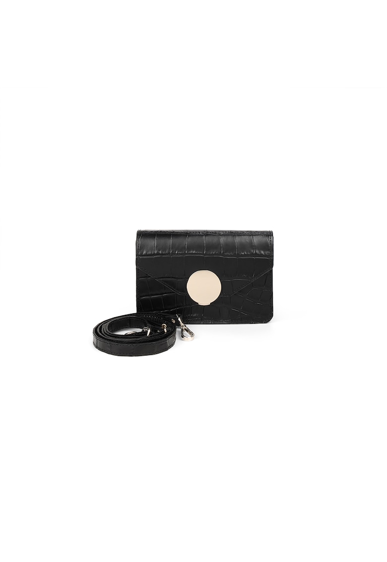Geanta dama piele - Cora - croco negru - 19 x 5 x 13 cm