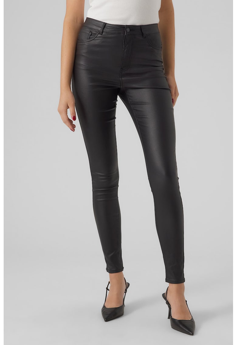 Pantaloni skinny de piele ecologica