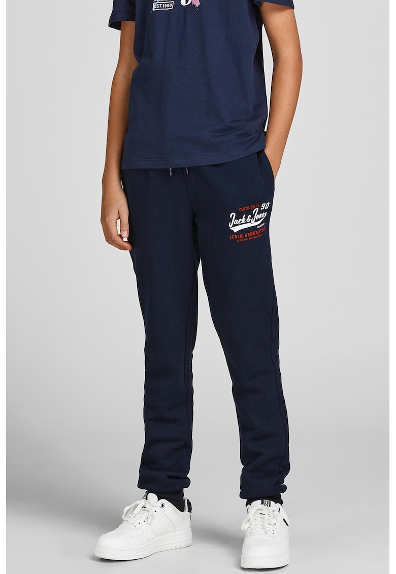 Pantaloni sport cu snur de ajustare si logo