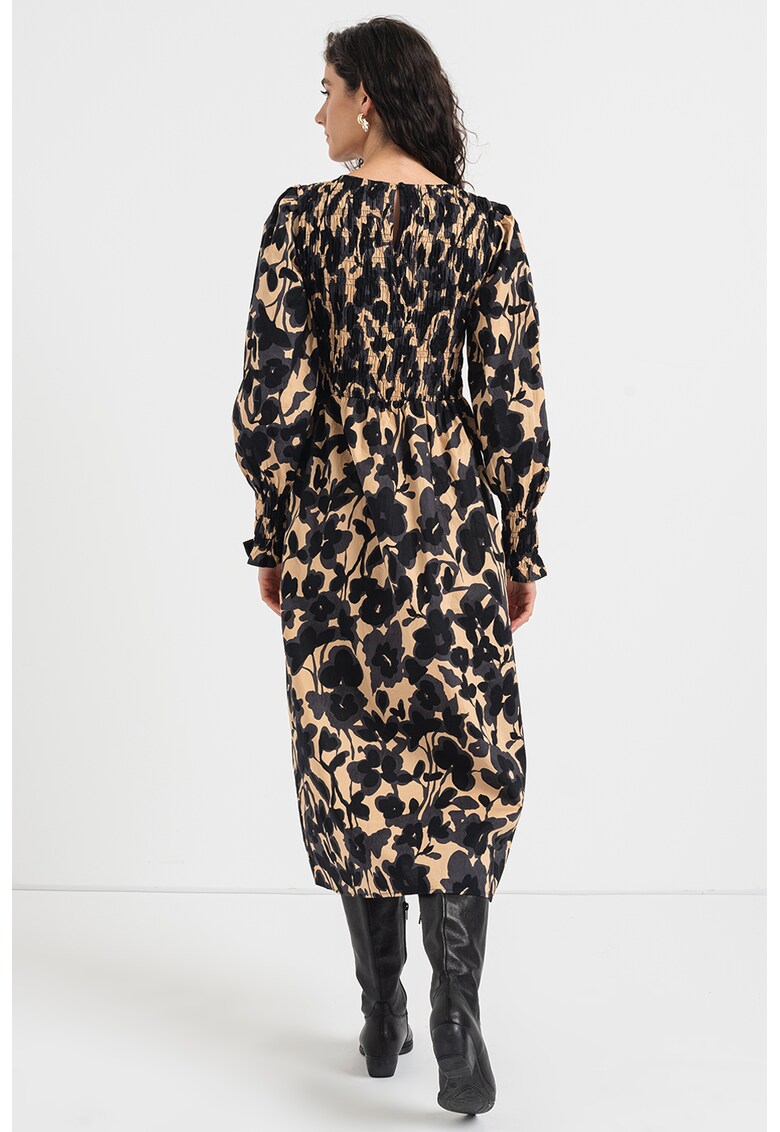 Rochie midi cu model si maneci bufante