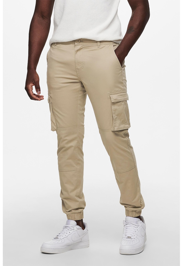 Pantaloni cargo conici - Maro nisip