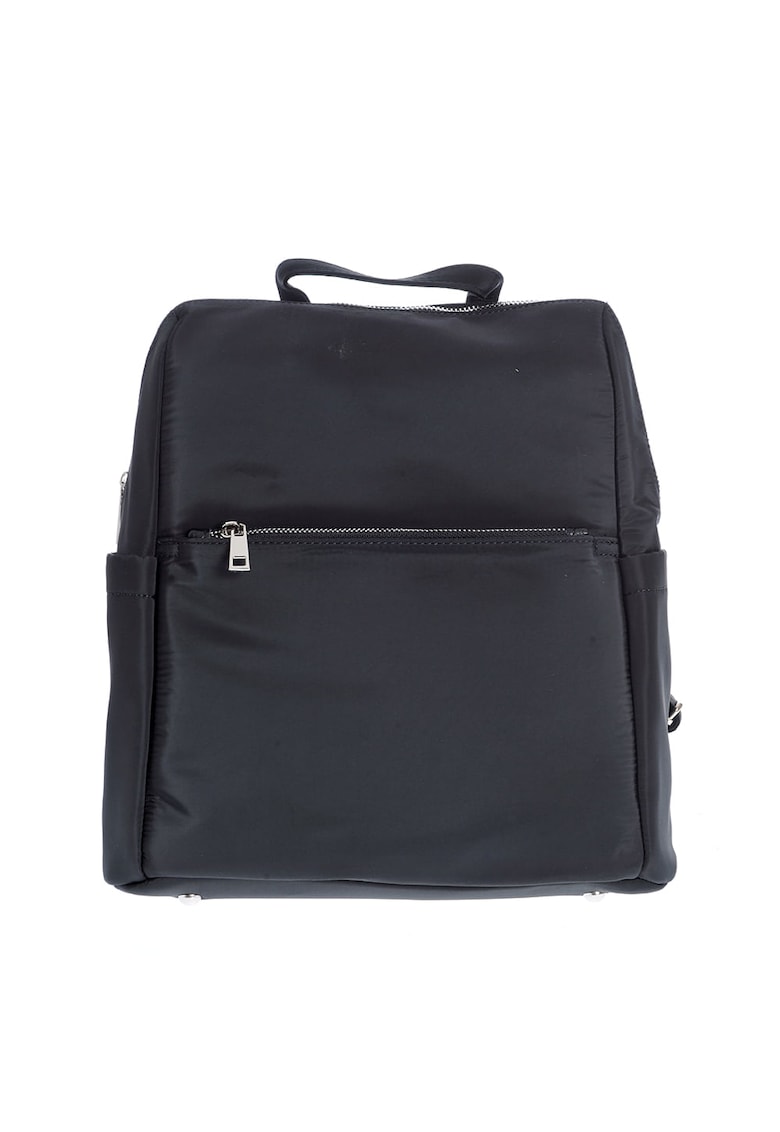 Rucsac negru tip satchel cu buzunar frontal