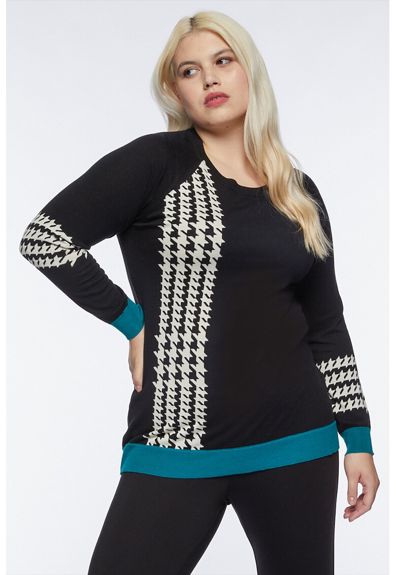 Pulover cu model houndstooth supradimensionat