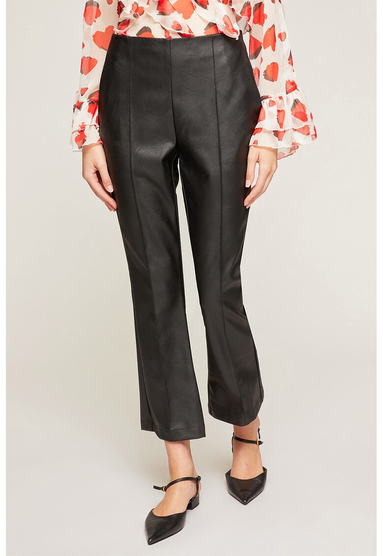 Pantaloni din piele ecologica cu croiala kick flared