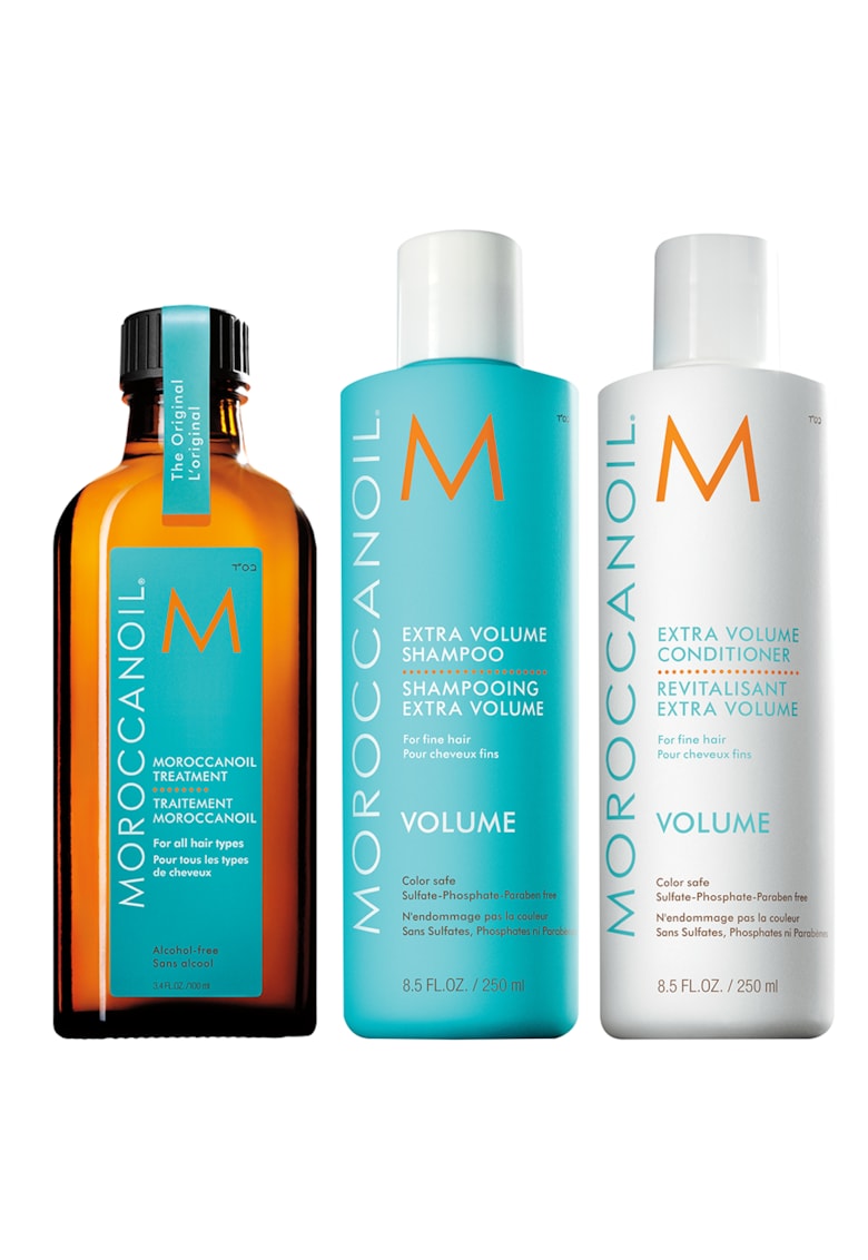 Комплект  Volume за коса с липса на обем: Шампоан и балсам за обем Moroccanoil - 250 мл   Масло Moroccanoil Treatment за всички типове коса - 25 мл