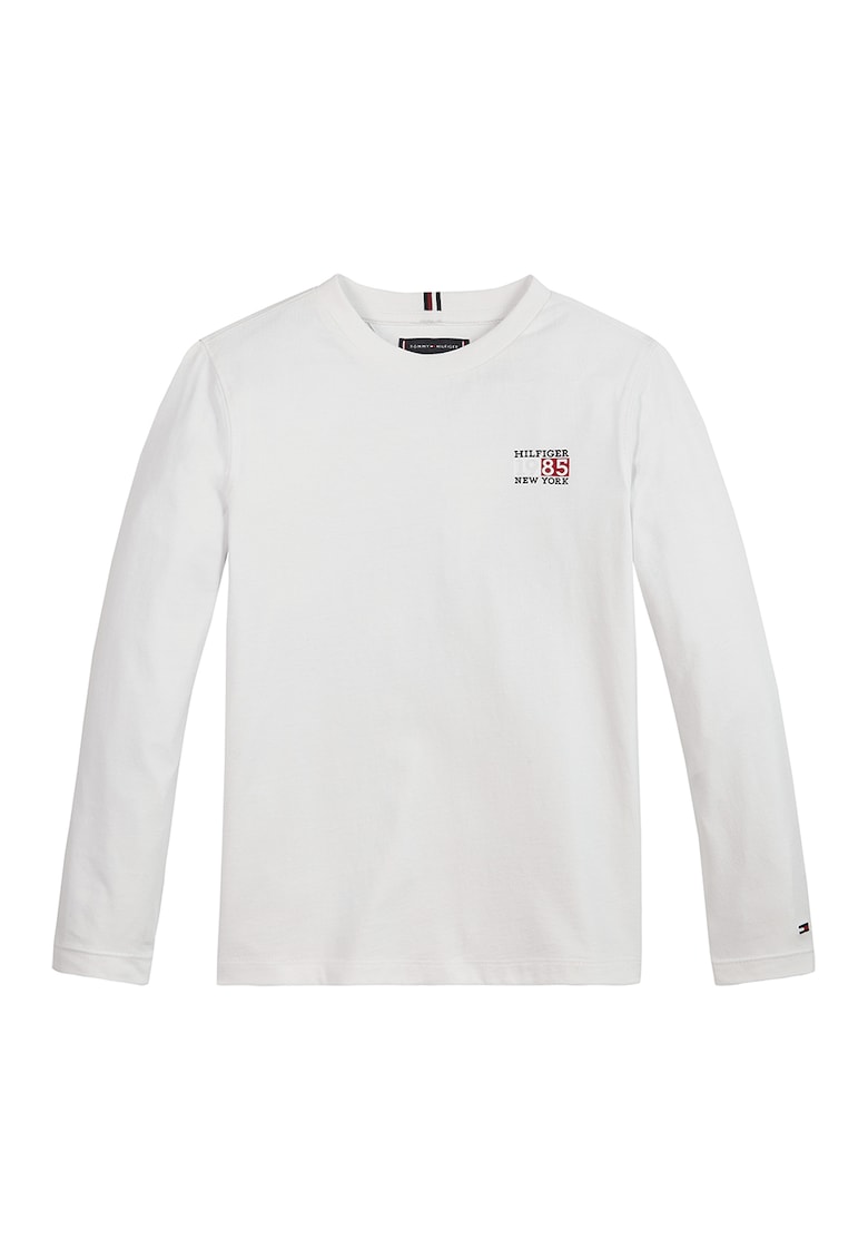 - Bluza de bumbac organic cu decolteu la baza gatului - Alb