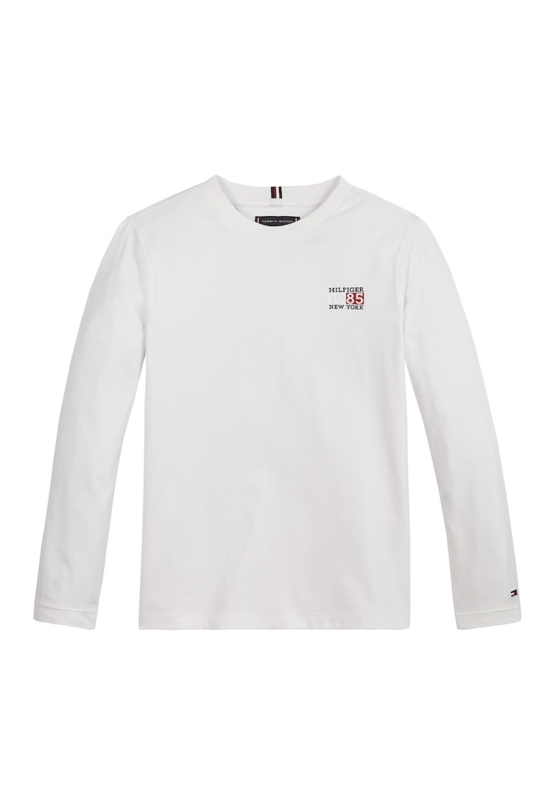 - Bluza de bumbac organic cu decolteu la baza gatului - Alb