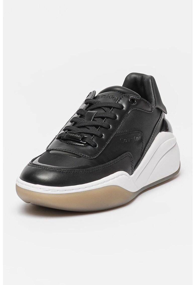 Pantofi sport de piele cu insertii de plasa