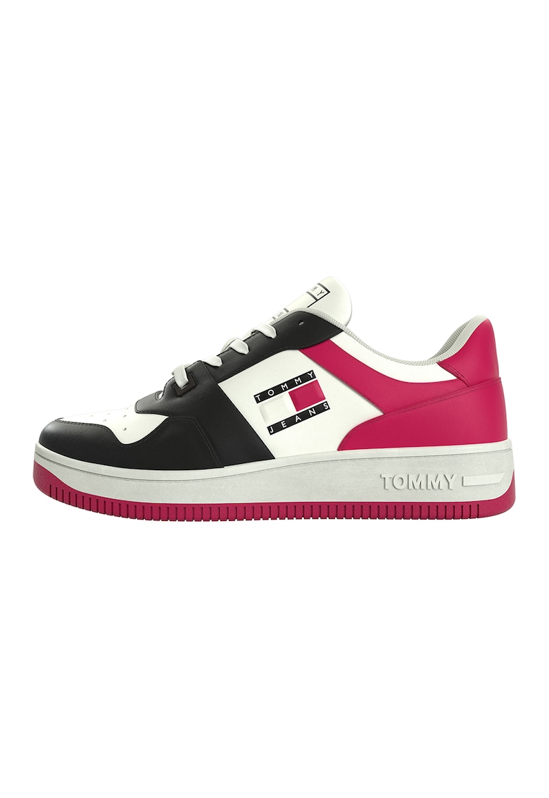 Pantofi sport wedge de piele cu design colorblock